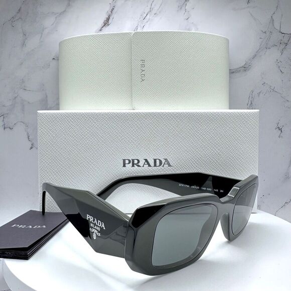 PRADA Sunglasses Black Acetate PR 17WS Symbole Logo Made In Italy Authentic